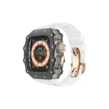 Углеродное волокно | Прозрачный Средний Рамка [Прозрачный Ремень + Розово-золотая Бабочка Пряжка]