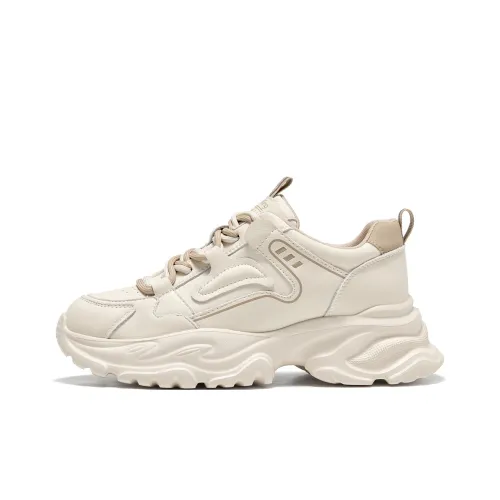 Spider King Slip-resistant Low Top Footing Sneakers Women's Apricot Spider King Скользящие Низкие Кроссовки с Толстой Подошвой Женские Абрикос