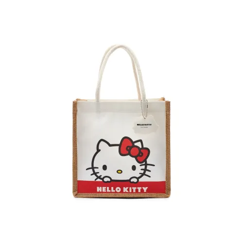 Sanrio Hello Kitty Linen Bag Unisex White Red Санрио Hello Kitty Льняная сумка Унисекс Белый Красный