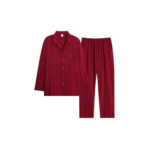 Sha Qian Пижамный комплект мужской бордовый