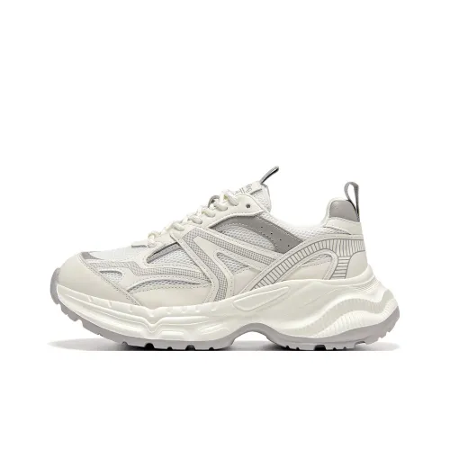 Spider King Low Топ Толстая подошва Кроссовки Женские Серый Бежевый