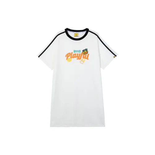 B.DUCK Collaboration Короткое платье с короткими рукавами женское белое