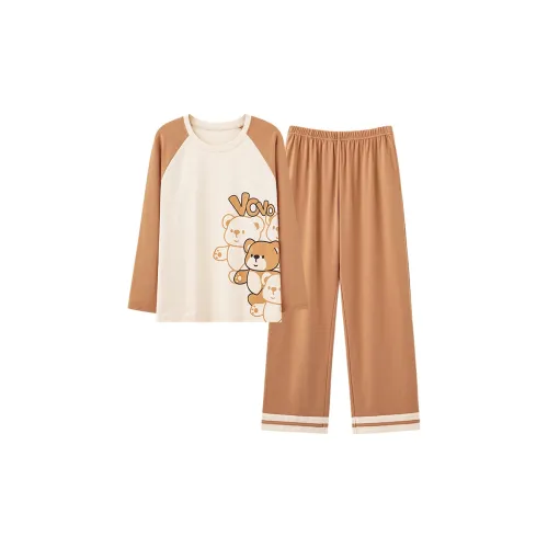 William Pajama Комплект Женский Абрикос Кофейный