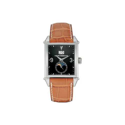 GP VINTAGE 1945 Collection Кварцевый механизм Мужские часы Часы 32 мм Черный циферблат Корпус из нержавеющей стали Кожаный ремешок