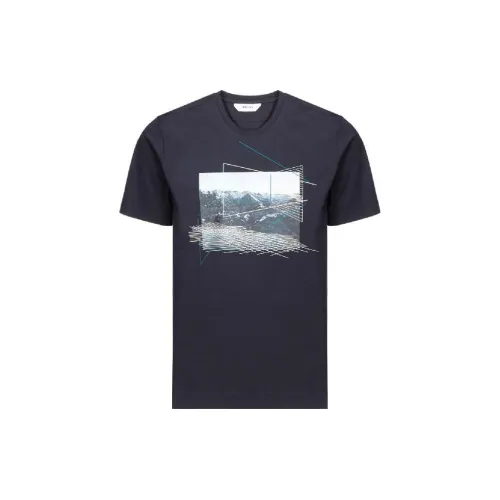 Ermenegildo Zegna Темно-синие мужские футболки T