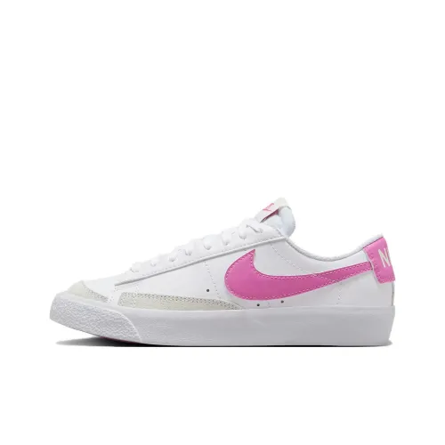 Nike Blazer Slip-resistant Abrasion-resistant Low Top Детские Скейтбординги Белый Розовый Подростки