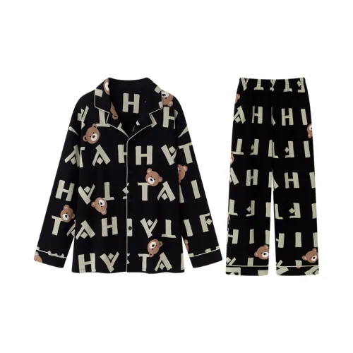 Qiao Ni Tong Пижамный комплект Мужской Черный