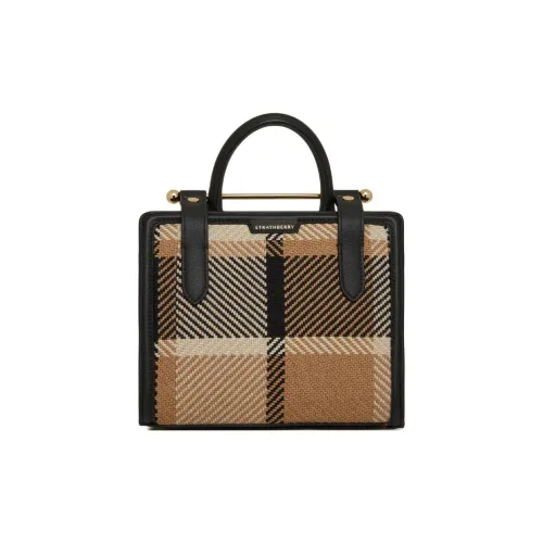 Strathberry Гладкая Телячья Кожа Тоут Сумка Сумка для покупок Сумка через плечо Сумка мини Женская Черная и КАМЕЛ