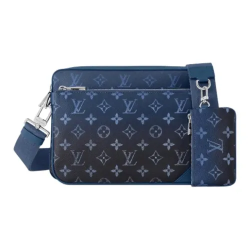 LOUIS VUITTON Trio Покрытый холст Сумка через плечо Мужская Темно-синий