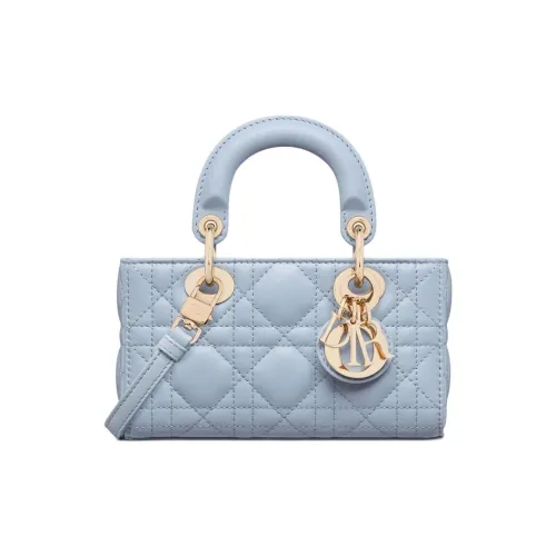 DIOR LADY D Joy Lambskin Сумка Lady Dior Сумка через плечо Сумка Mini Женская Светло-синяя
