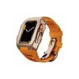 Розовый чехол + Апельсиновый ремешок