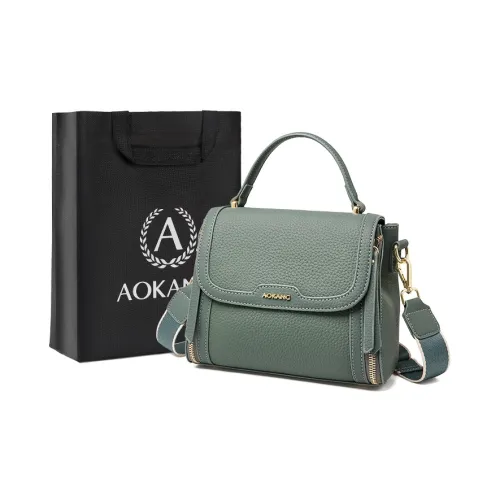 AOKANG Сумка из коровьей кожи Сумка через плечо Маленькая квадратная сумка Сумка Mom Стандартная Женская Жемчужно-синий Слоновый серый