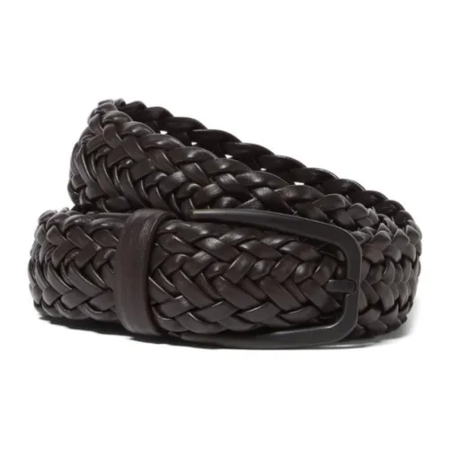 Zegna Однотонный Дизайн Кожаные ремни из овечьей шкуры Мужской Кофе