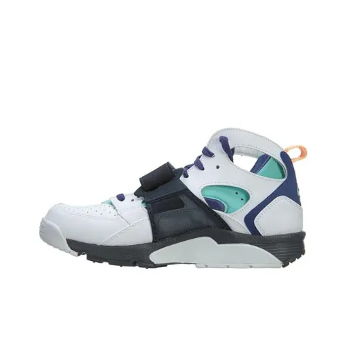 Nike Air Trainer Huarache Slip-resistant Abrasion-resistant Low Top Vintage Basketball Shoes Men's White Blue