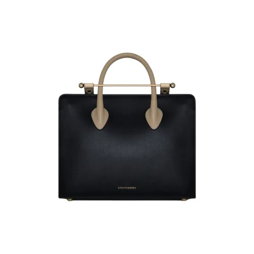 Strathberry Телячья кожа Сумка через плечо Сумка среднего размера Женская Черная и Серая