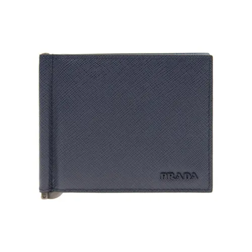 PRADA Men's Blue Calfskin Card Holder
