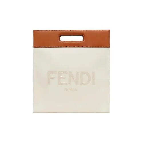 FENDI Холст и кожа Тоут Сумка Сумка для покупок Сумка через плечо Сумка Мужская Бежевая и Коричневая