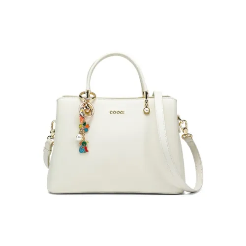 COOGI Коровья кожа Одно плечо Сумка Большая Женская Экрю Темно-синий