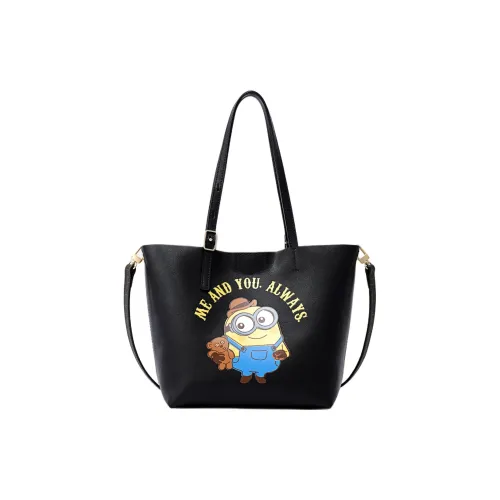 FION Minions Collaboration Спилок Коровьей Кожи Сумка-тоут Сумка через плечо Большая Женская Многоцветная