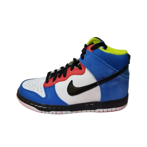 Nike Dunk High Slip Resistant Abrasion Resistant High Топ Детские Скейтбординги Синий черный белый Подростки