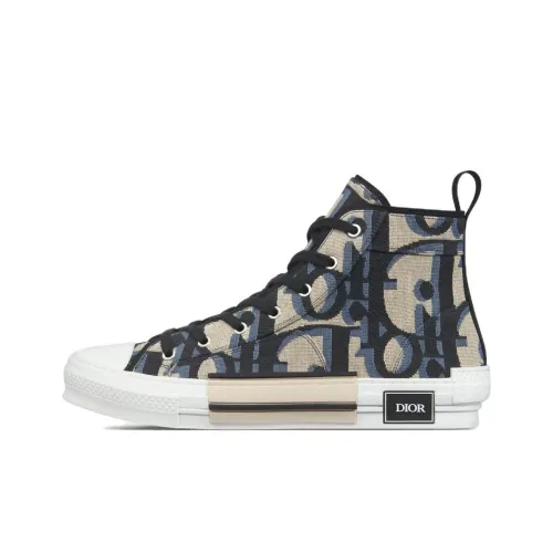 DIOR B23 Canvas Shoes High Top Beige Black Men's