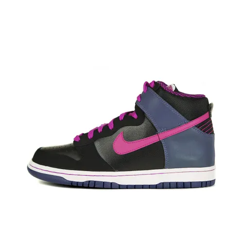 Nike Dunk High Черный Виноградный Slip-resistant Abrasion-resistant High Top Скейтбординг Кроссовки GS Черный Розовый
