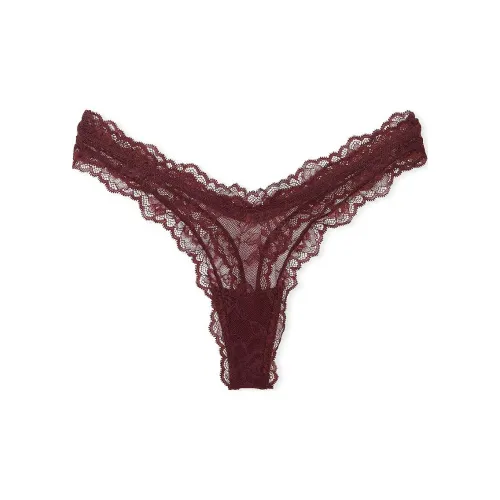 Victoria's Secret Very Sexy Розовый Кружевной Отделка Высокая Нога Стринговая Трусик BB Нижнее Белье Женские 1 Пачка Бургунди Коричневый