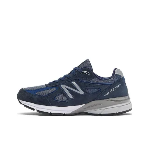 New Balance NB 990 V4 Устойчивый к истиранию Низкий Топ Повседневная Городская Коммутация Беговые кроссовки Мужские Морской Синий