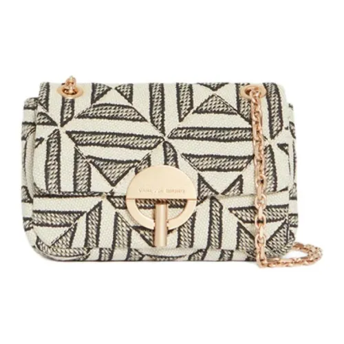 Vanessa Bruno Хлопковая Смешанная Портативная Сумка через плечо Сумка на плечо Маленькая Женская Бежевая и Черная