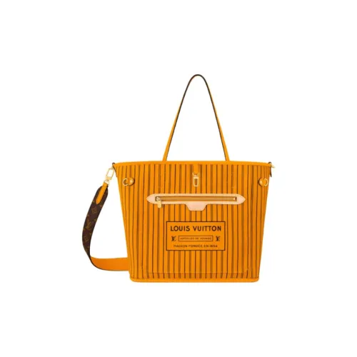 LOUIS VUITTON NEVERFULL Кожаная отделка Тоут Сумка Сумка для покупок Сумка среднего размера Женская Желтая