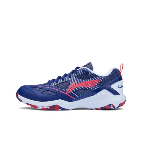 LiNing Slip-resistant Abrasion-resistant Breathable Low-Top Badminton Shoes Unisex Blue Red LiNing Противоскользящие Износостойкие Дышащие Низкие Кеды для Бадминтона Унисекс Синий Красный