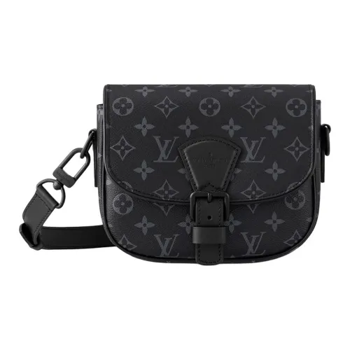 LOUIS VUITTON MessengerMontsouris Кожаная отделка Сумка через плечо Маленькая Мужская Черная