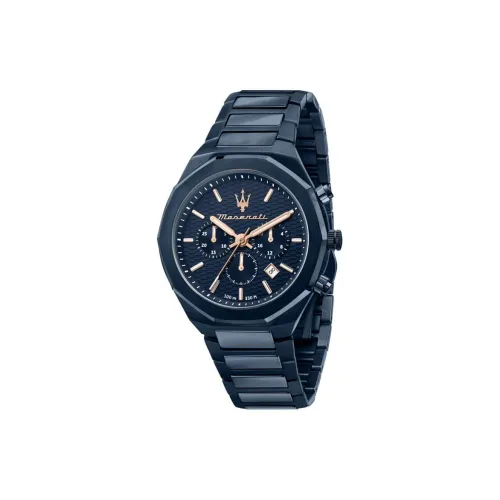 Maserati Мужские часы Кварцевый механизм Ремешок из нержавеющей стали 45 мм Синий циферблат