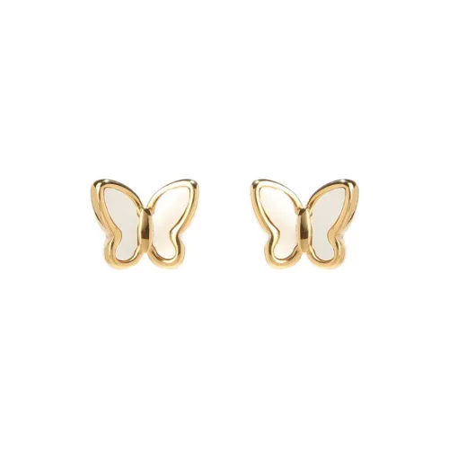 NATURALLYJOJO Титановая сталь Mother Of Pearl Stud Earrings Women's Gold