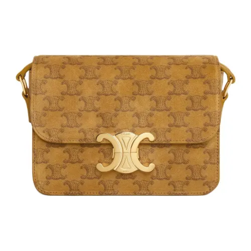 CELINE Замша Телячья кожа Сумка через плечо Сумка на плечо Женская Золотая