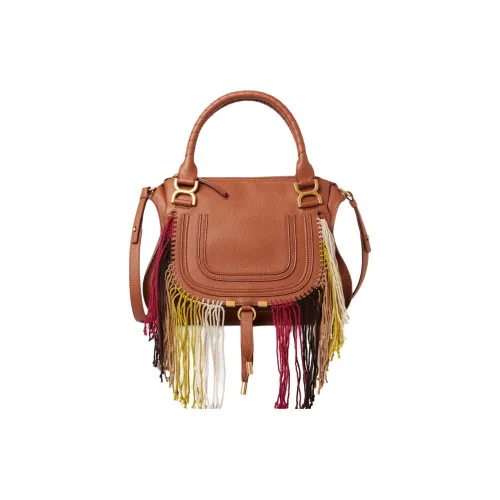 Chloe Marcie Коровья кожа крупнозернистая Сумка через плечо Сумка среднего размера Женская Коричневая