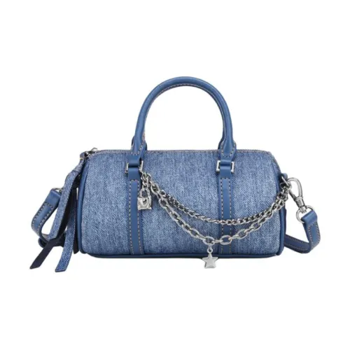 DEERE JACK Корова Кожа Бостон Сумка Одноплечая Сумка Маленькая Женская Джинсовая Синяя