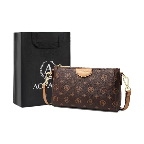 AOKANG ПВХ Маленькая квадратная сумка через плечо Маленькая женская Кофе Экрю