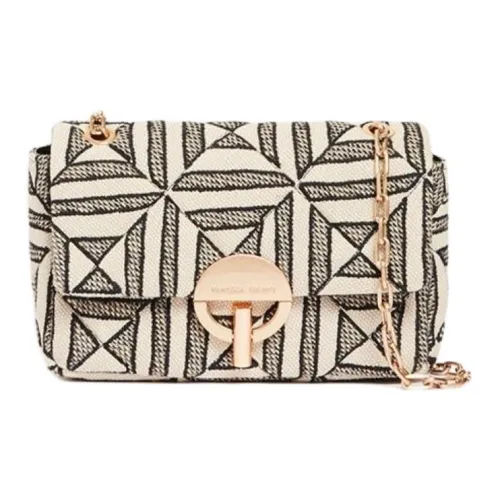 Vanessa Bruno Хлопковая Смешанная Портативная Сумка через плечо Сумка на плечо Средняя Женская Бежевая и Черная