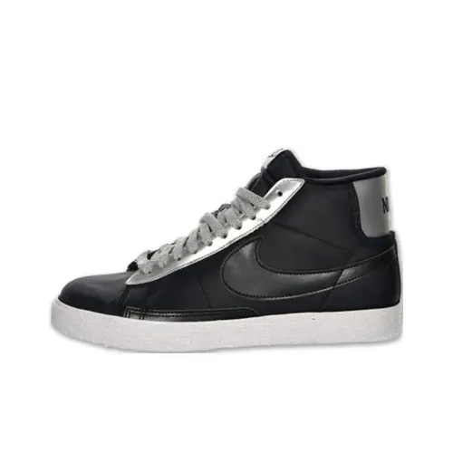 nike SB Blazer Slip-resistant Abrasion-resistant MID Топ Скейтборд Кроссовки Мужские Черные Серебряные