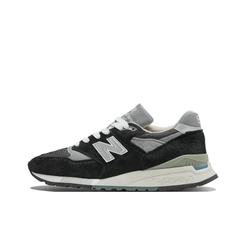 New Balance NB 998 Устойчивый к истиранию Низкий Топ Повседневная Городская Коммутерская Беговая Обувь Мужская Черная Серый Сделано в США