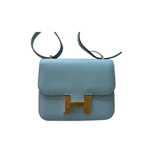 HERMES Constance Эпсомская кожа Сумка через плечо Мини Женская 7N Celeste Небесно-голубой