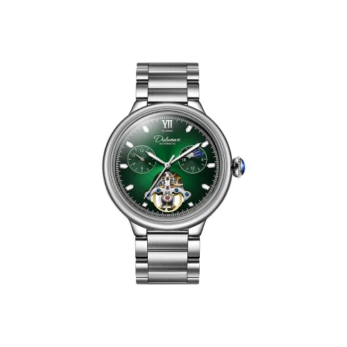 Dulunwe Автоматический Механический Механизм Нержавеющая Сталь Ремешок Часы Мужские Часы Зеленый Циферблат