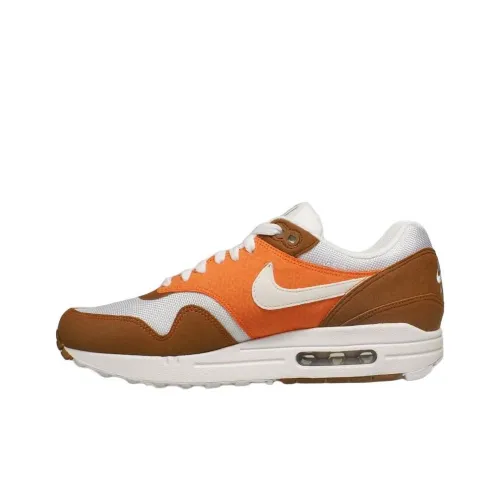 Nike Air Max 1 Low Топ Беговые кроссовки Унисекс Белый Оранжевый Коричневый