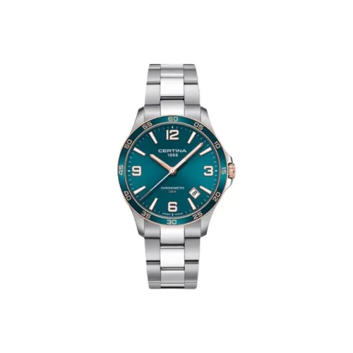 Серия Star Yue от Certina Кварцевый механизм Мужские часы Циферблат 41,5 мм Зеленый корпус из нержавеющей стали