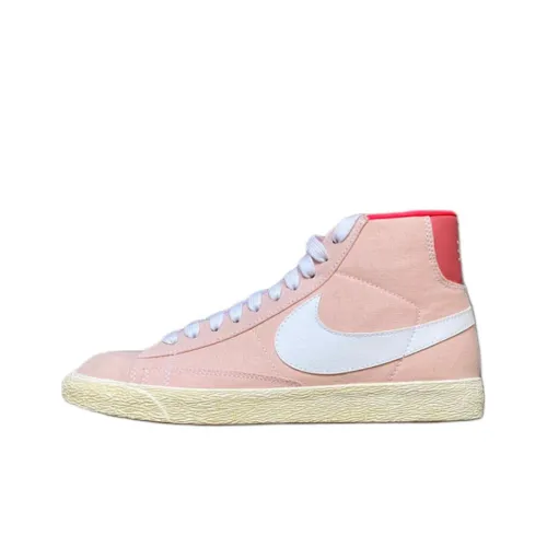 Nike Blazer High Slip-Resistant Abrasion-Resistant High Top Skateboard Shoes Unisex Pink White Найк Блэйзер Хай Слип-Резистент Абразион-Резистент Хай Топ Скейтборд Кроссовки Унисекс Розовый Белый