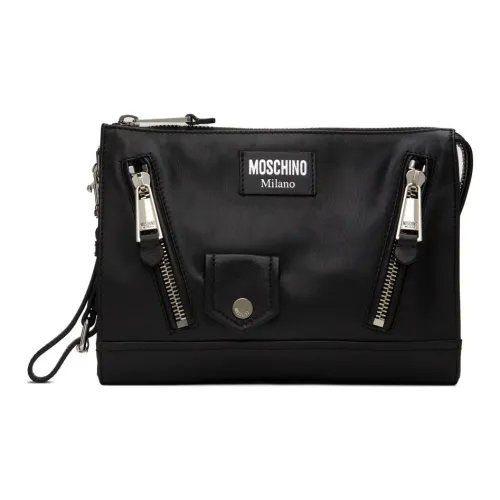 MOSCHINO Телячья кожа Сумка на запястье Клатч Мужской Черный