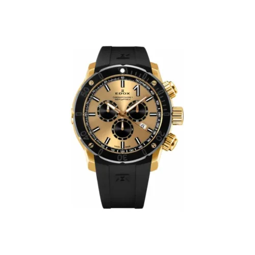 EDOX Кварцевый механизм Унисекс Часы 45 мм Золотой циферблат Нержавеющая сталь с PVD покрытием Корпус часов