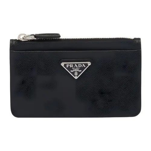 PRADA Saffiano кожаный кошелек для карт мужской черный
