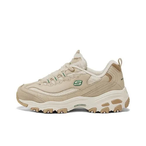 Skechers D'LITES 1,0 Дышащий Низкий Топ Кроссовки с Толстой Подошвой Женские Коричневый Зеленый